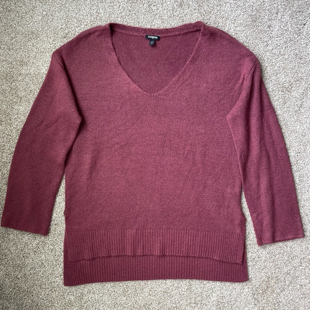 EXPRESS Womens Oversized V Neck Sweater, Size M